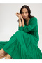 Green Crinkled Tiered Maxi Dress - 7