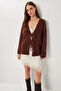 Very Soft Textured Knitted Cardigan with Tie Lci0043 Brown - 2