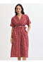 Red Spot Print Wrap Midi Dress