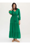 Green Crinkled Tiered Maxi Dress - 6