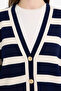 Regular Fit V Neck Striped Button Covered Tunic Knitwear Cardigan D2445Ax25Au - 5