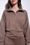 Beige Zippered Women's Tracksuit Set - 7