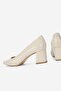 Women's Beige Patent Leather Genuine Leather Size 35-41 Medium Heel Pointed Toe Classic Shoes - 4