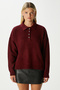 Women's Otto Soft Textured Pola Collar Burgundy Sweater - 2