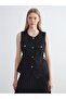 Lcwaikiki Classic Black Crew Neck Women's Vest with Stones