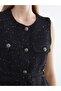 Lcwaikiki Classic Black Crew Neck Women's Vest with Stones - 4