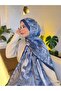 شال قطني ناعم منقوش من سلسلة فيرا باللون الأزرق الداكن ps120 - 3