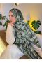 شال قطني ناعم منقوش من سلسلة فيرا كاكي ps124 - 2