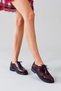 Burgundy Patent Leather Women's Classic Shoes Lace-Up Casual Daily Masculine Oxford Leather Office Shoes - 6