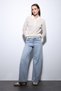 Ecru Polo Neck Patterned Knitwear Women's Sweater - 2