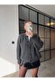 Buttoned Selanik Knitted Anthracite Cardigan - 4