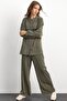 Crew Neck Premium Sweat Double Suit with Front Placket Khaki 9384-Tk - 3