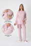 Maternity Pajamas and Robe Set / Buttoned Hidden Breastfeeding / Lace Detailed Viscose Nightgown