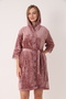 Soft Textured Cotton Bamboo Blend Women's Bathrobe Home Wear - Coffee 3476 - 7