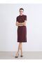 Lcwaikiki Classic Claret Red Polo Collar A-Line Modal Blended Dress