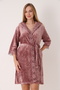 Soft Textured Cotton Bamboo Blend Women's Bathrobe Home Wear - Coffee 3476 - 4