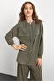 Crew Neck Premium Sweat Double Suit with Front Placket Khaki 9384-Tk - 5