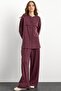 Crew Neck Premium Sweat Double Suit with Front Placket Bordo 9384-Tk - 2