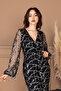 Pul Fringed Design Long Dress - Silver - 4