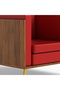 KD 3326 Natural Dijon walnut Wooden Single Seat Sofa with Golden Legs and Red PU Cushion - 3