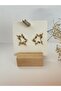 Brand Equivalent Baguette-Cut Stone Star Detail Triple Earrings (with Earcuff)