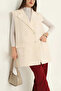 Women's Double Breasted Collar Buttoned Long Boucle Cashmere Vest - 3