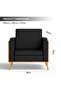 KD 3326 Natural Dijon walnut Wooden Single Seat Sofa with Golden Legs and Black PU Cushion - 4