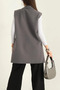Women's Double Breasted Collar Buttoned Long Boucle Cashmere Vest - 4