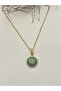 Brand Equivalent Zircon Stone Blue Plate Top Pendant with Eye Detail - 4