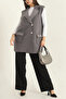 Women's Double Breasted Collar Buttoned Long Boucle Cashmere Vest - 3
