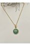Brand Equivalent Zircon Stone Blue Plate Top Pendant with Eye Detail - 3