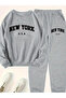 Women's New York Printed Crew Neck Sweatshirt and Jogger Sweatpants - Top and Bottom Set - 3