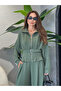 Khaki Bell-Bottom Pants with Belt and Tie Set - 7278 - 4