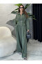 Khaki Bell-Bottom Pants with Belt and Tie Set - 7278 - 2