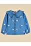 Embroidered Denim Shirt with Baby Collar and Long Sleeves