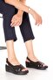 Genuine Leather Wedge Heeled Sandals Asy.848 Black