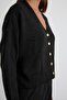 Gold Buttoned Knitwear Cardigan Black - 6