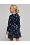 Printed A-Line Dress with Crew Neck and Long Sleeves - 5
