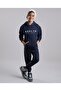 Navy Blue Boy's Printed Hooded Sweatsuit Set