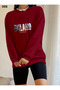 Women's Patterned Two Thread Viscose Blouse - Long Sleeve Crew Neck Relaxed Fit - 2