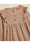 Polka Dots Dress with Crew Neck and Long Sleeves - 3