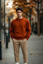 Men's Casual Basic Cinnamon Loose Sweater