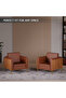 KD 3326 Natural Dijon walnut Wooden Single Seat Sofa with Golden Legs and Brown PU Cushion - 6