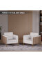 KD 3326 Truffle Davos Oak Wooden Single Seat Sofa with Golden Legs and White PU Cushion - 6