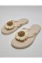 Beige Women's Appliqued Flip-Flops - 3