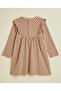 Polka Dots Dress with Crew Neck and Long Sleeves - 2