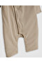 Beige Boy Solid Collared Romper - 4