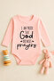Cute Baby Bodysuit with Printed Text and Snap Fasteners