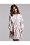 Printed Knit Dress with Crew Neck and Long Sleeves