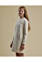 Textured A-Line Dress with Crew Neck and Long Sleeves - 2